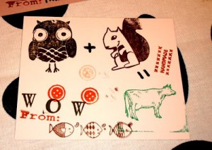 rubber stamped valentine card
