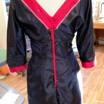 Lining the dress.