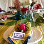 cassette tape and rose place settings