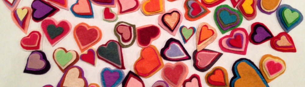 stacked felt hearts