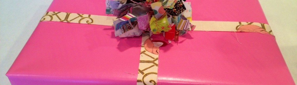 pom pom bow with fabric scraps