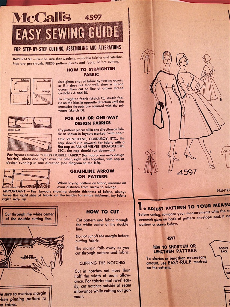 McCalls 1958 printed pattern 