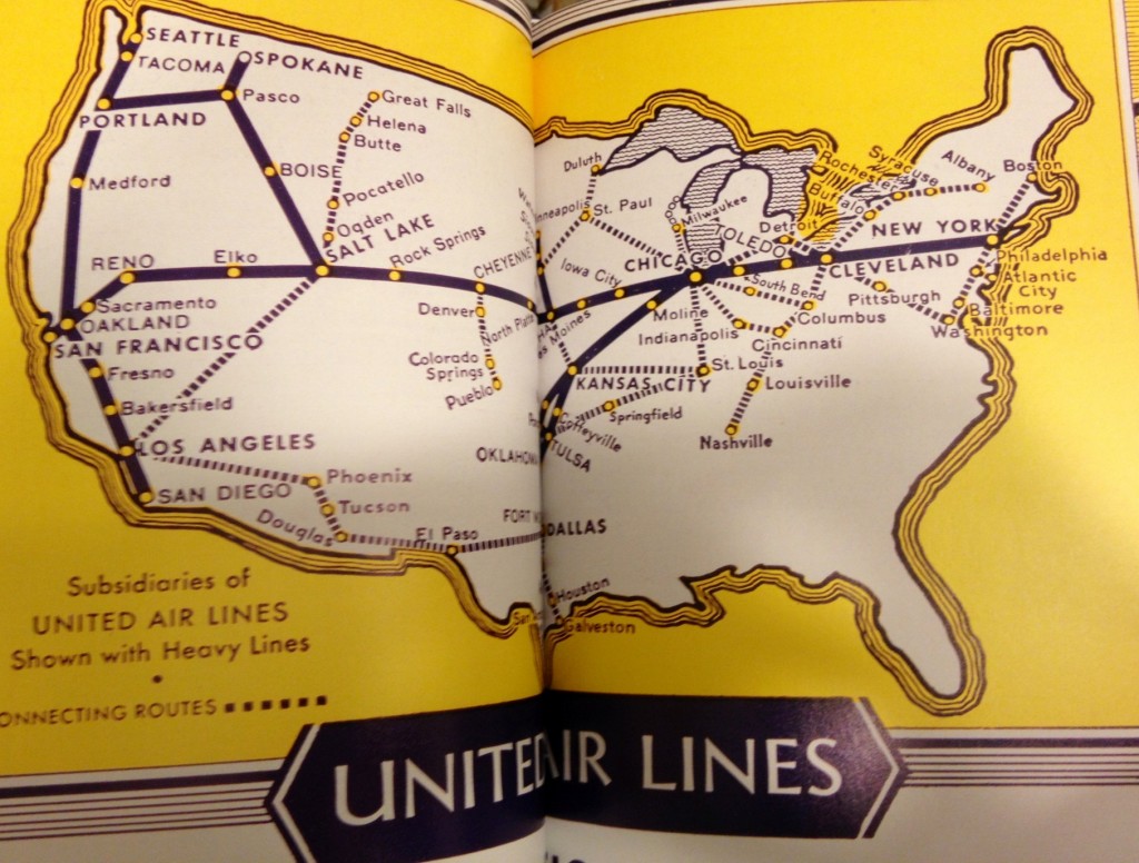 United airlines US map 1950's