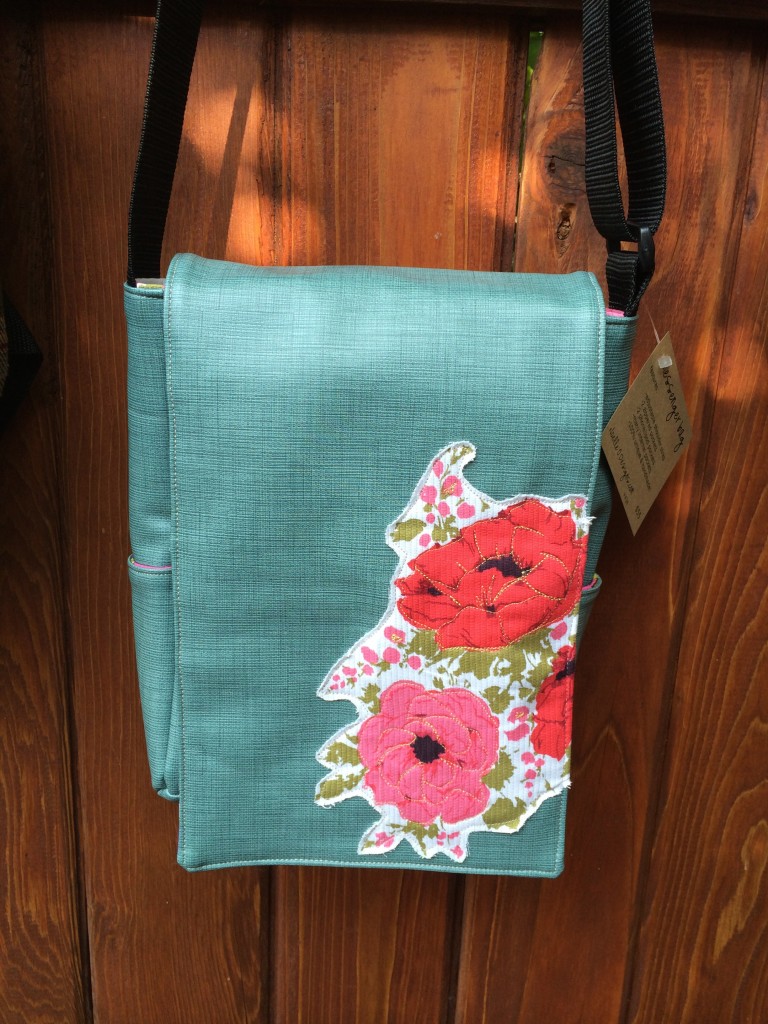 vinyl bag with flowers handmade small messenger bag