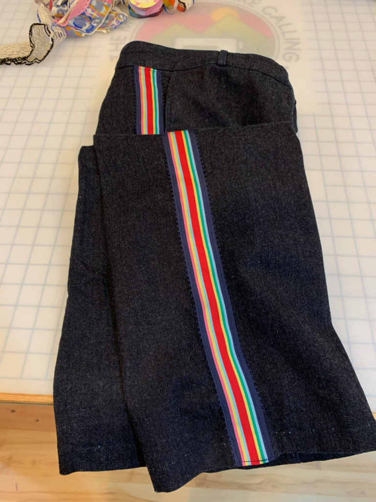 striped grosgrain ribbon on pants